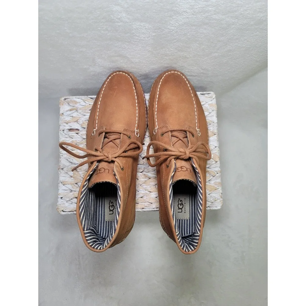 Ugg Minimalist Mens Chukka Boots Shoes Boho Tan Leather Outdoor Size 10.5 Earthy